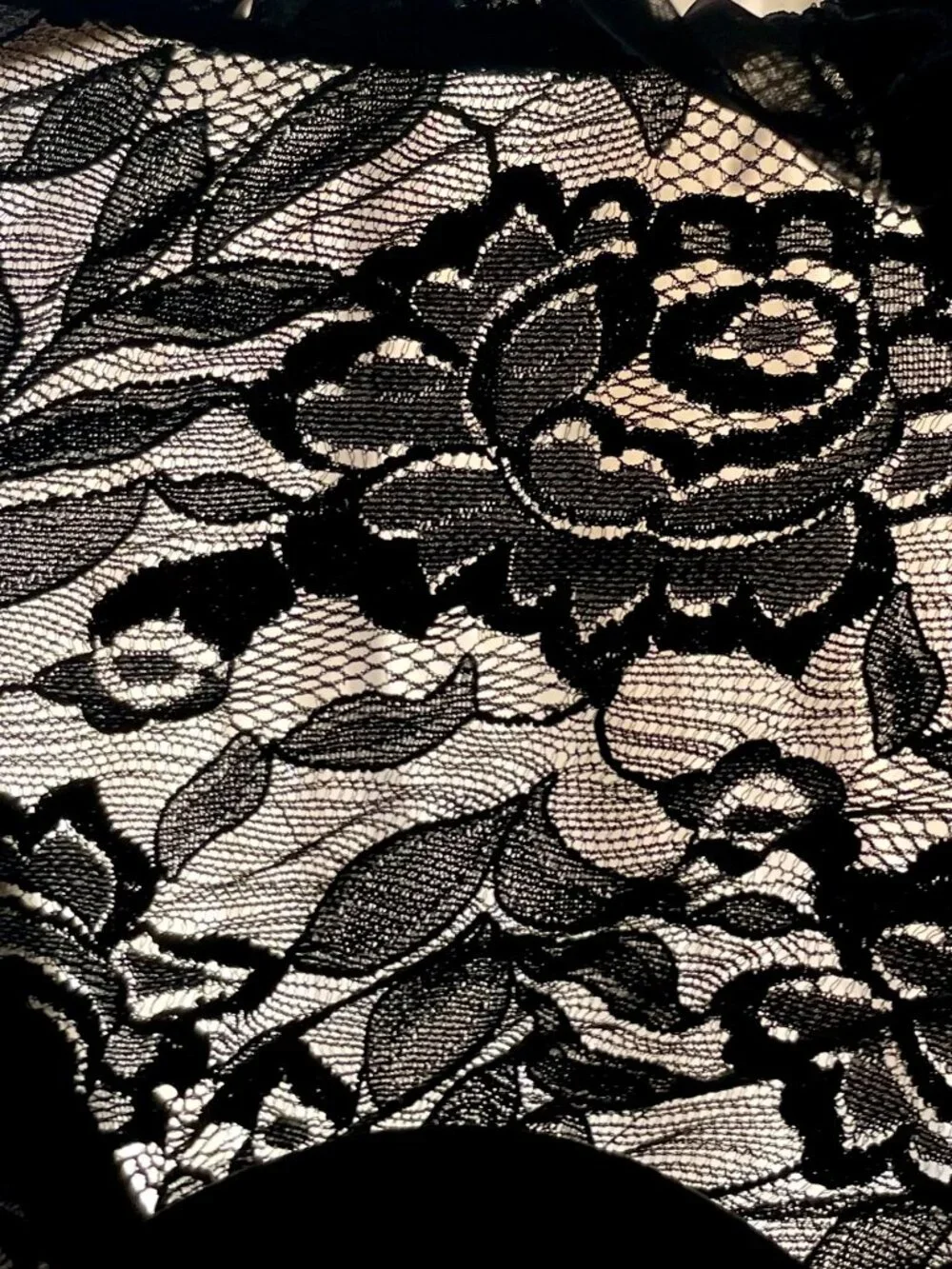 Rare: Vintage Christian Dior Black Lace + Chiffon Rose Detail Bustier - Size 34B - Picture 6 of 11